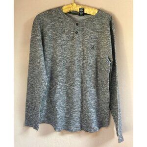 Volcom Womens Small Long Sleeve Henley Sweater Top Pullover Solid Gray Casual